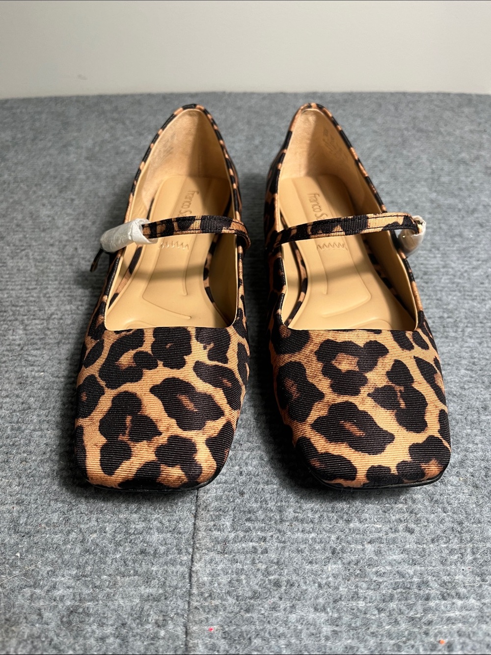 NWOT Franco Sarto Leopard Mary Jane Flats - Tan & Black